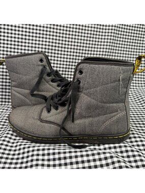 Dr. Martens Shoreditch Canvas Boots Gray Lace Up Ankle Boots Womens 9 EU 41